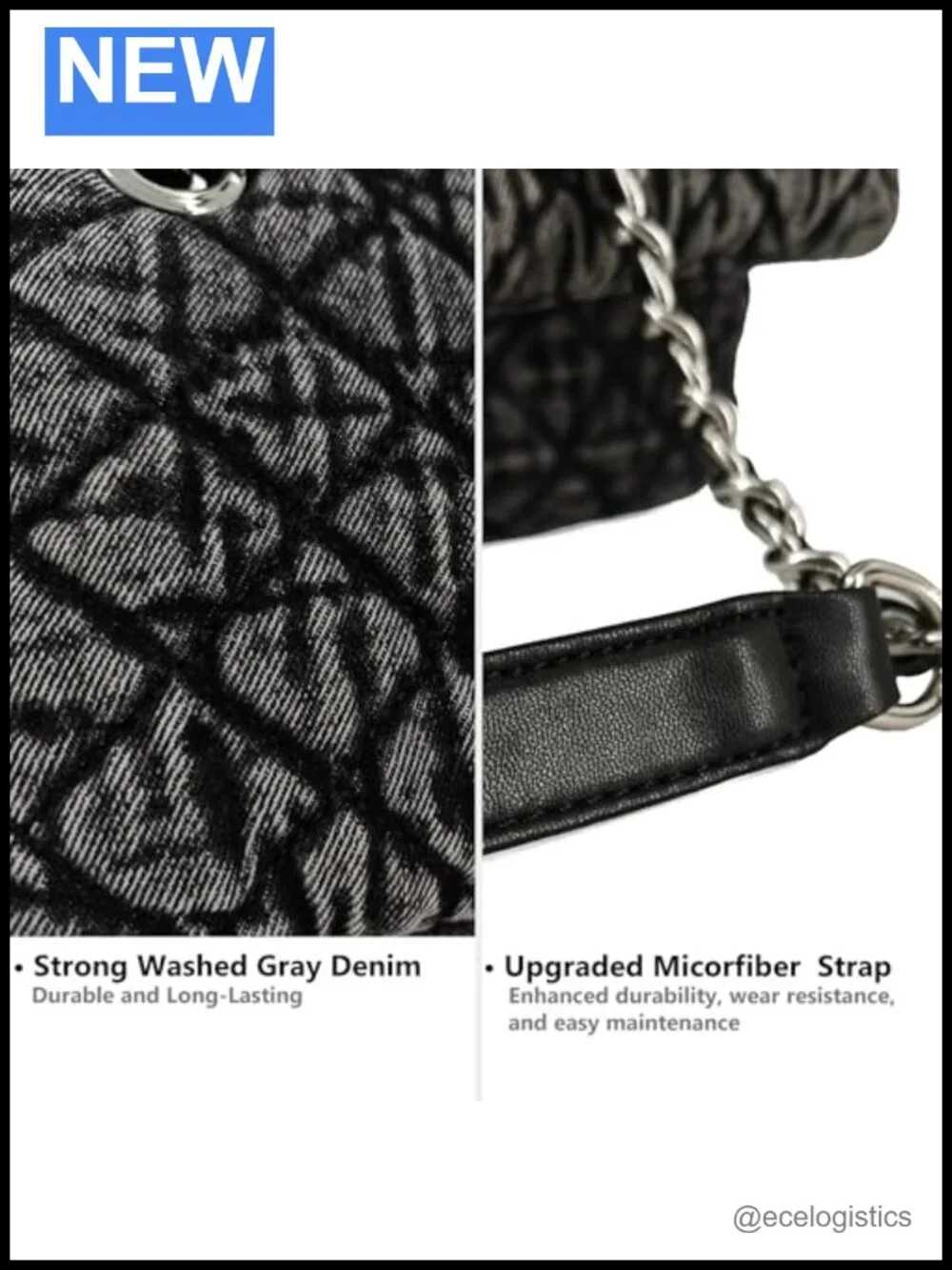 Oversize Vintage Washed Quilted Denim Flap XL Hobo Bag Chain Strap